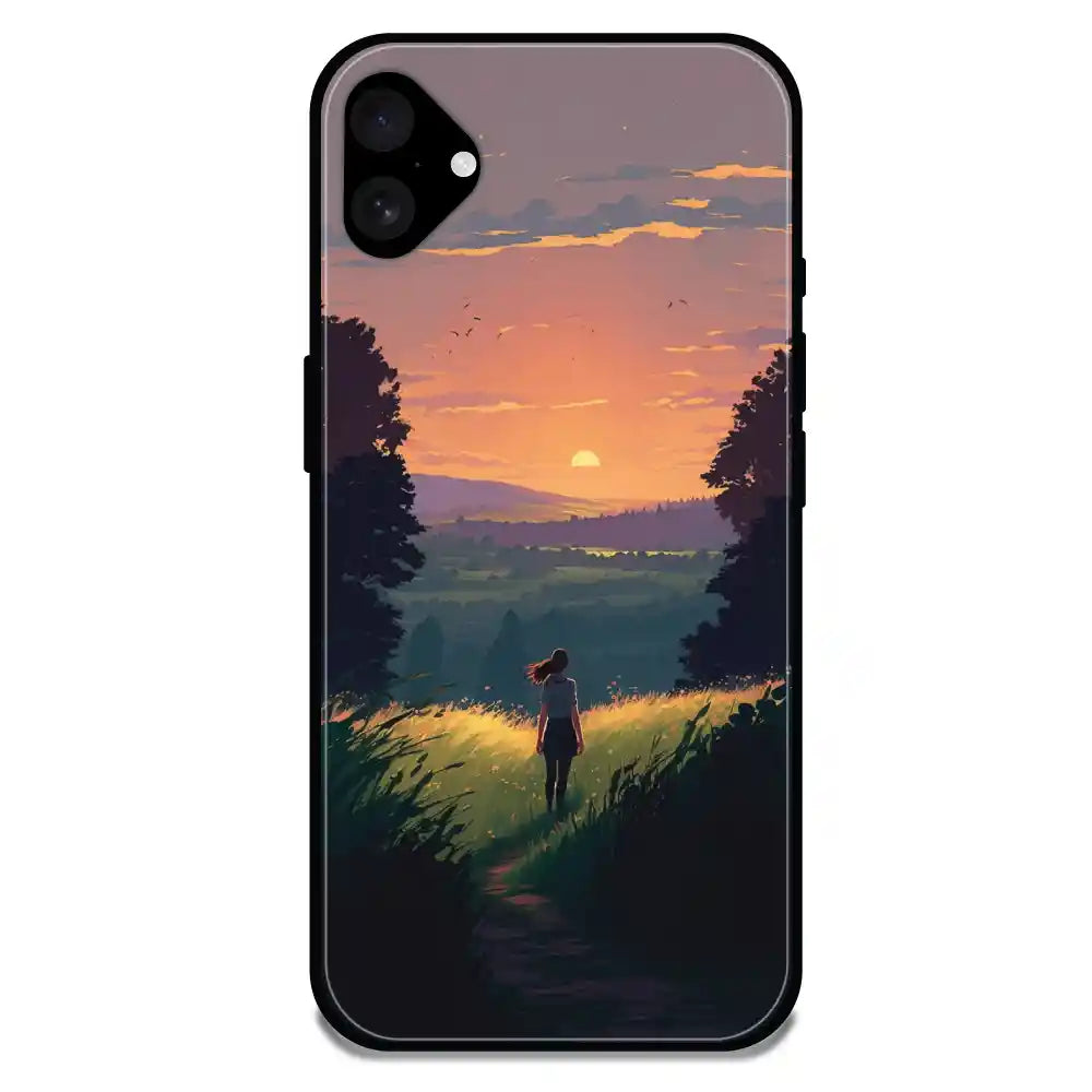 'Girl And The Mountains - Glossy Metal Silicone Case For Apple iPhone 16