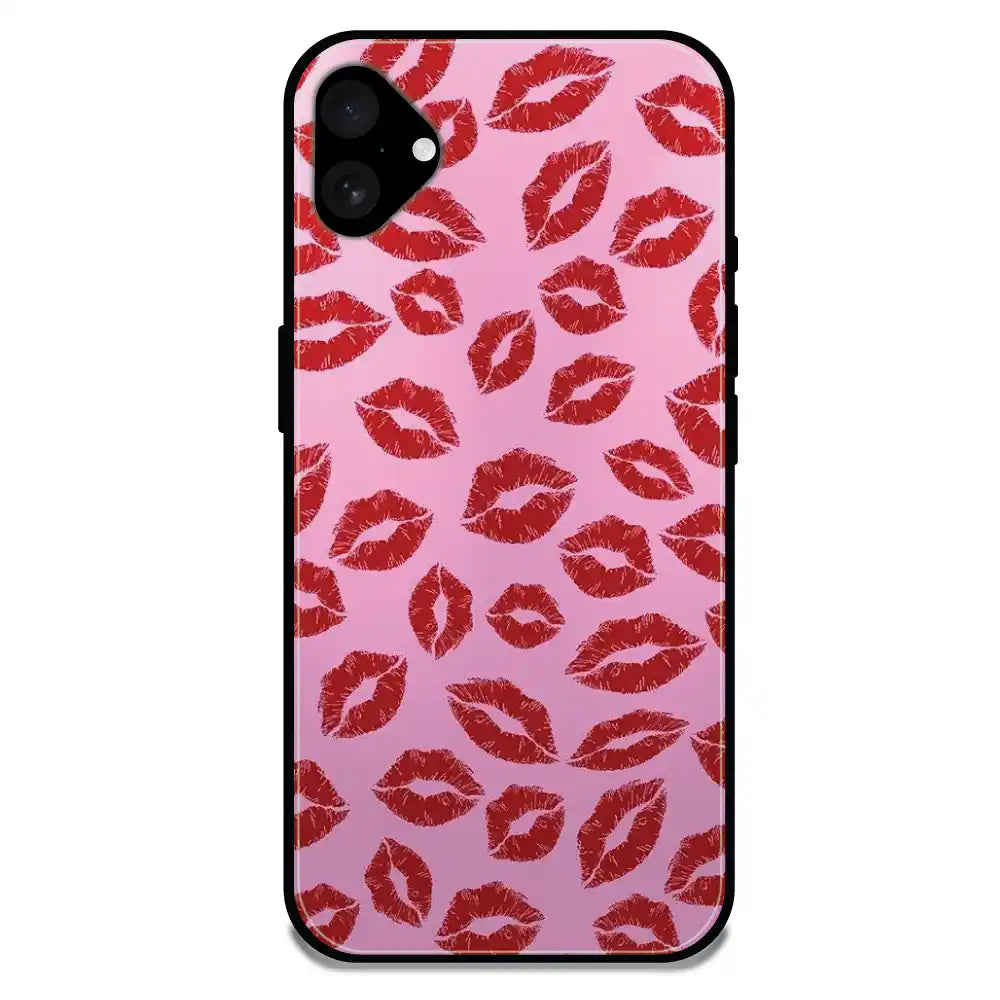 'Kisses - Glossy Metal Silicone Case For Apple iPhone 16