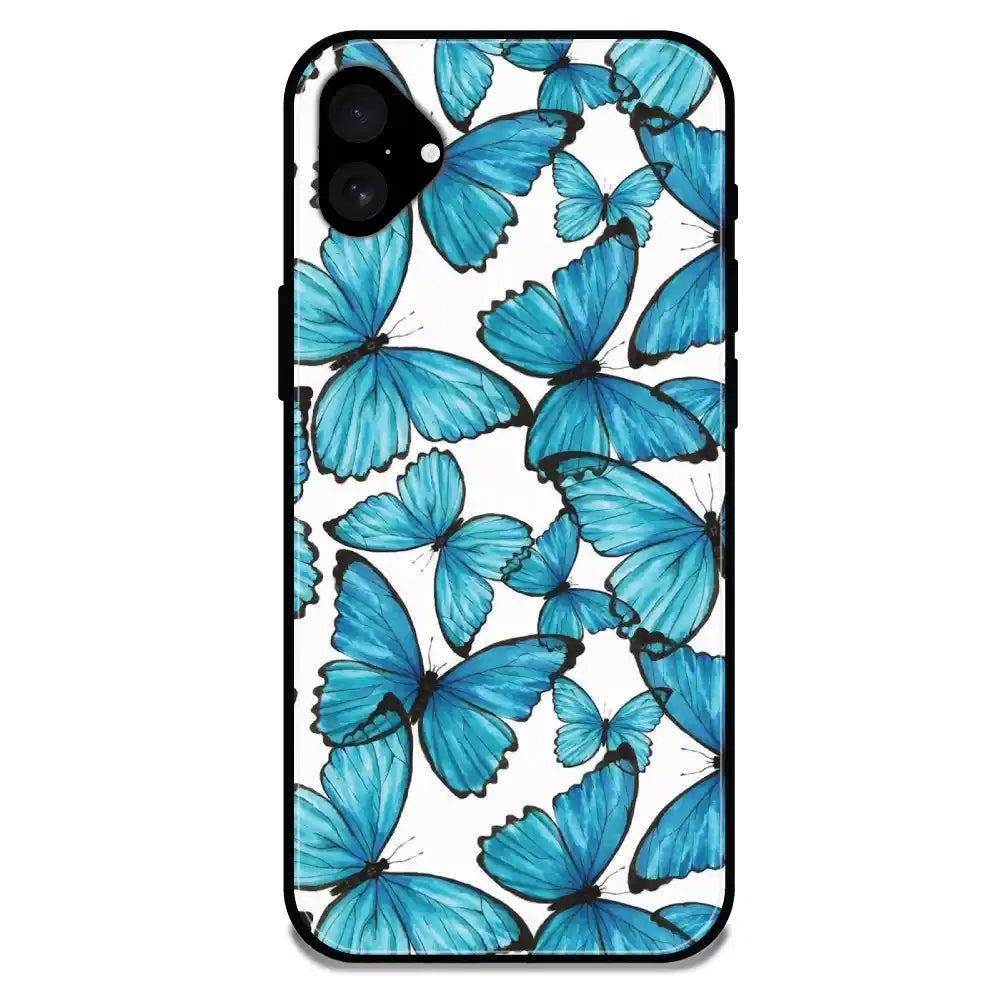 'Butterflies - Glossy Metal Silicone Case For Apple iPhone 16