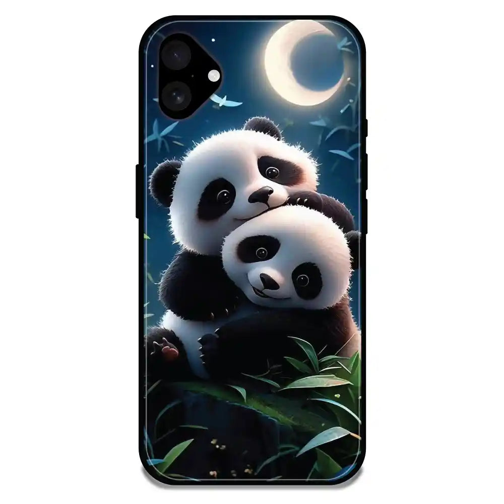 Cute Pandas - Glossy Metal Silicone Case For Apple iPhone Models