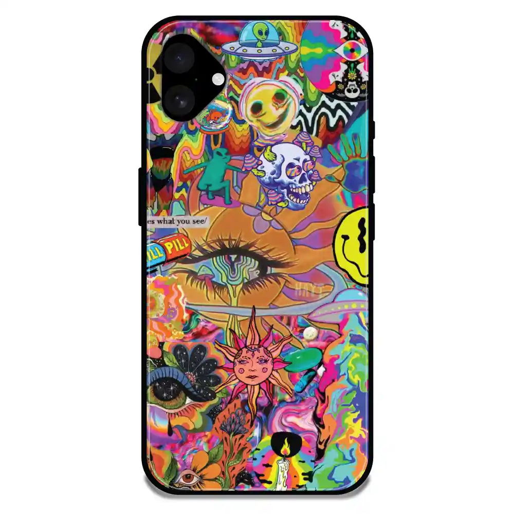 'Trippy Collage - Glossy Metal Silicone Case For Apple iPhone 16