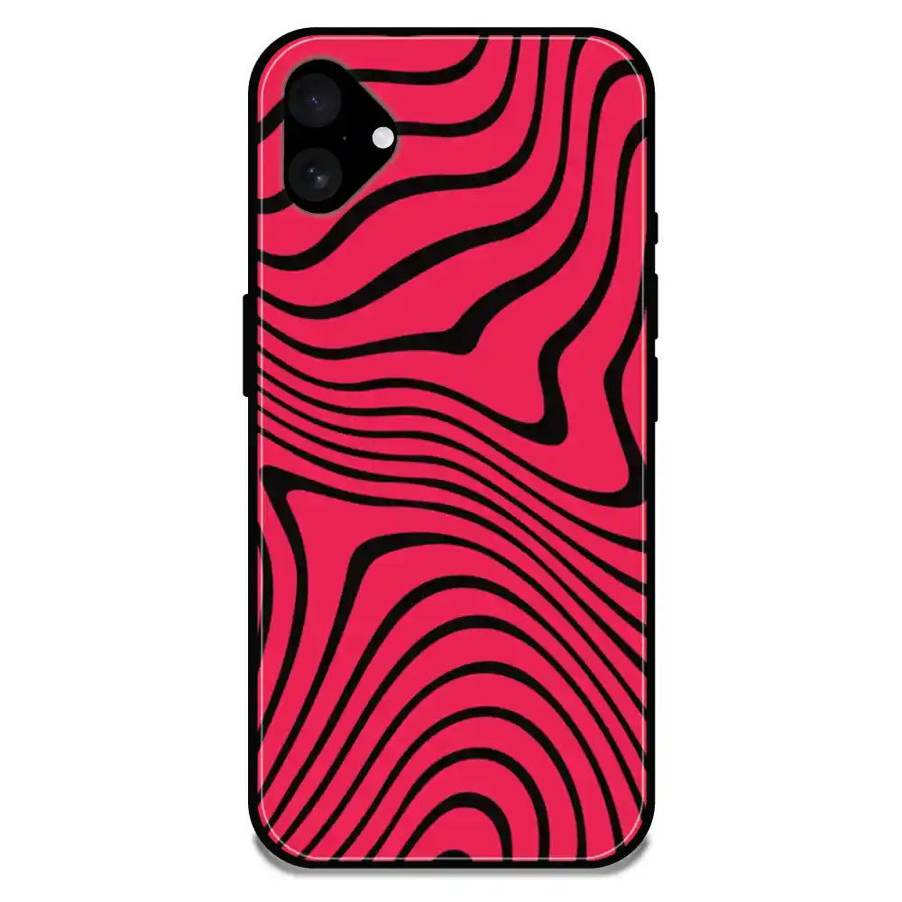 'Pink Waves - Glossy Metal Silicone Case For Apple iPhone 16