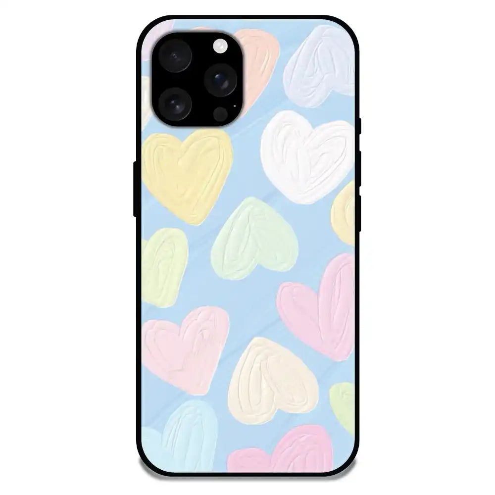 Pastel Hearts - Glossy Metal Silicone Case For Apple iPhone Models