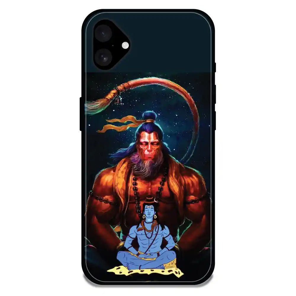 'Lord Shiva & Lord Hanuman - Glossy Metal Silicone Case For Apple iPhone 16