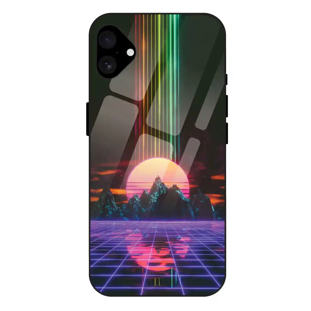 'Retro Sunset Synthwave - Glass Case For Apple iPhone 16