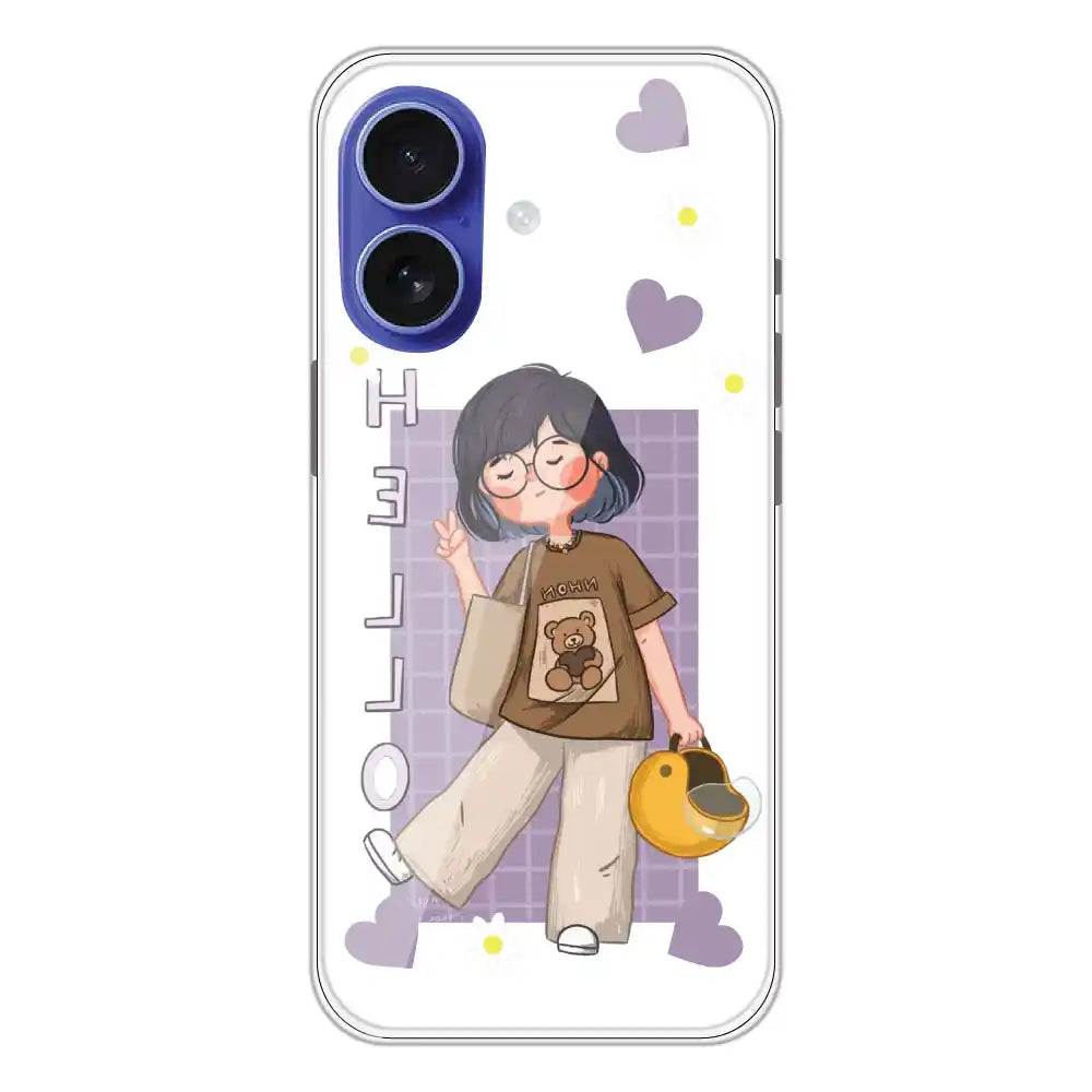 Introvert Girl - Clear Printed Silicone Case For Apple iPhone Models- Apple iPhone 16