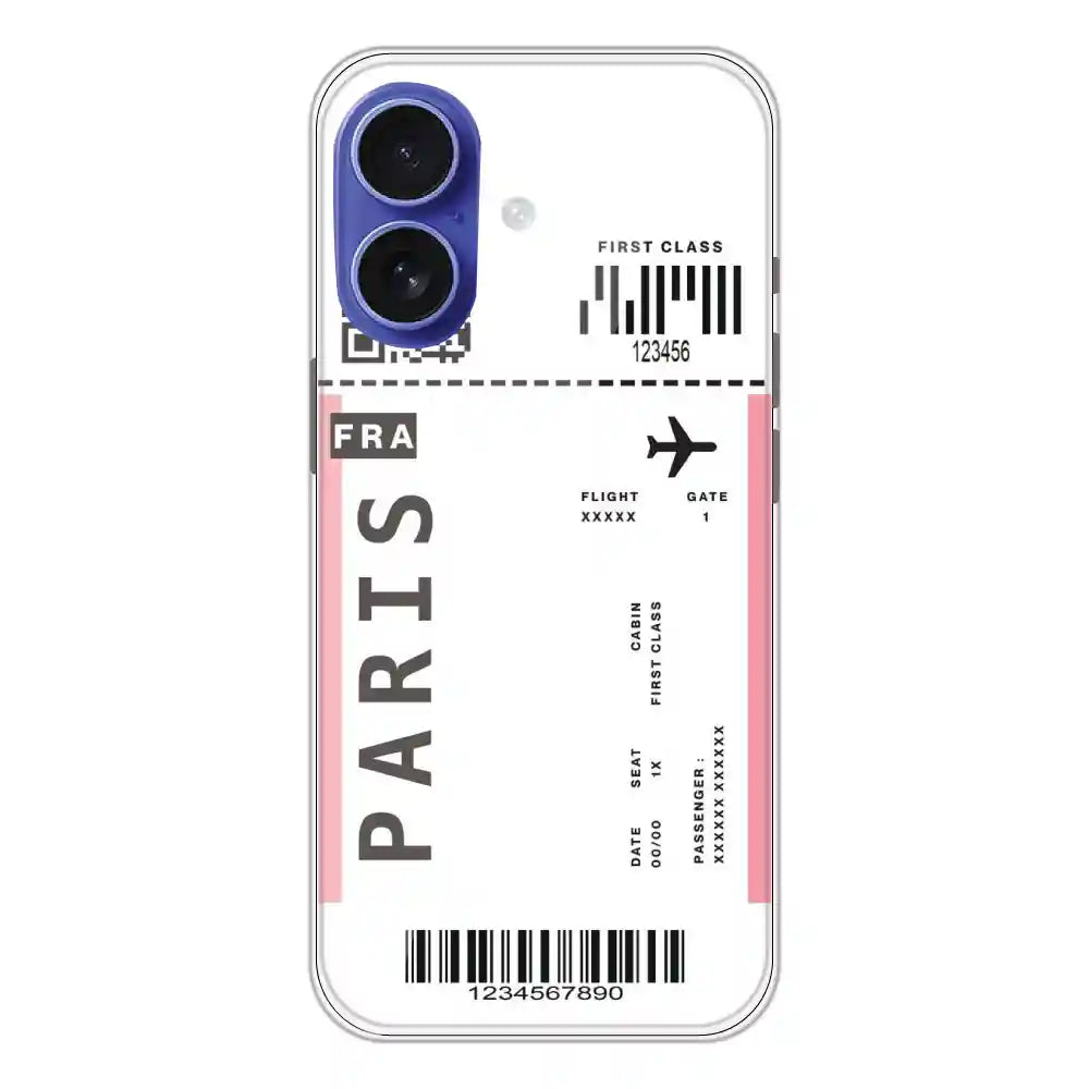 Paris Ticket - Clear Printed Silicone Case For Apple iPhone 16