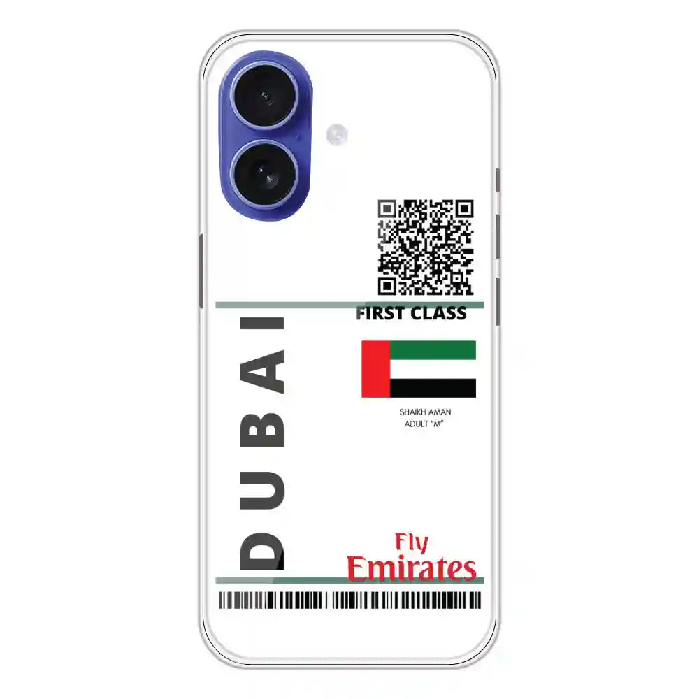 Dubai Ticket - Clear Printed Silicone Case For Apple iPhone 16