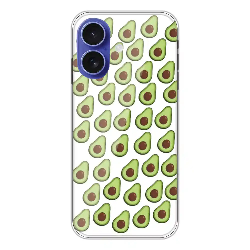 Avocado - Clear Printed Silicone Case For Apple iPhone 16