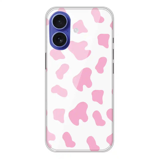 Pink Cow Print - Clear Printed Silicone Case For Apple iPhone 16