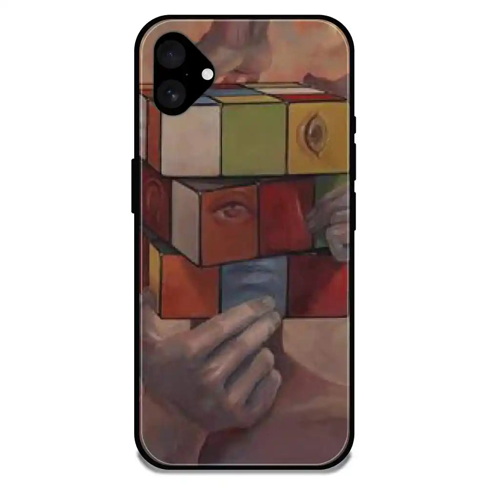 'Human Cube - Glossy Metal Silicone Case For Apple iPhone 16