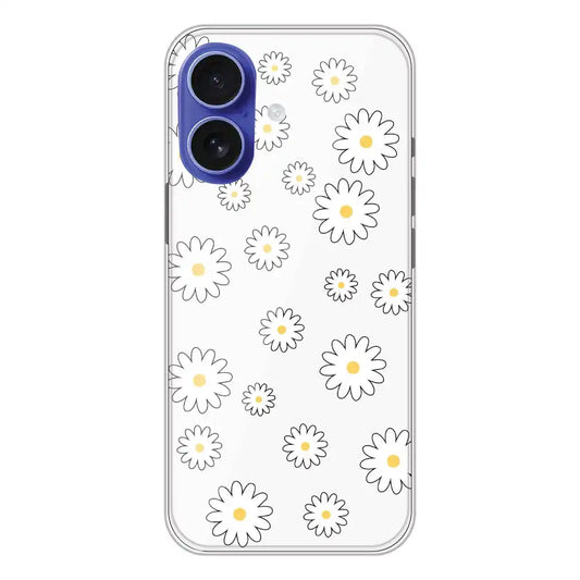 White Flowers - Clear Printed Silicone Case For Apple iPhone 16
