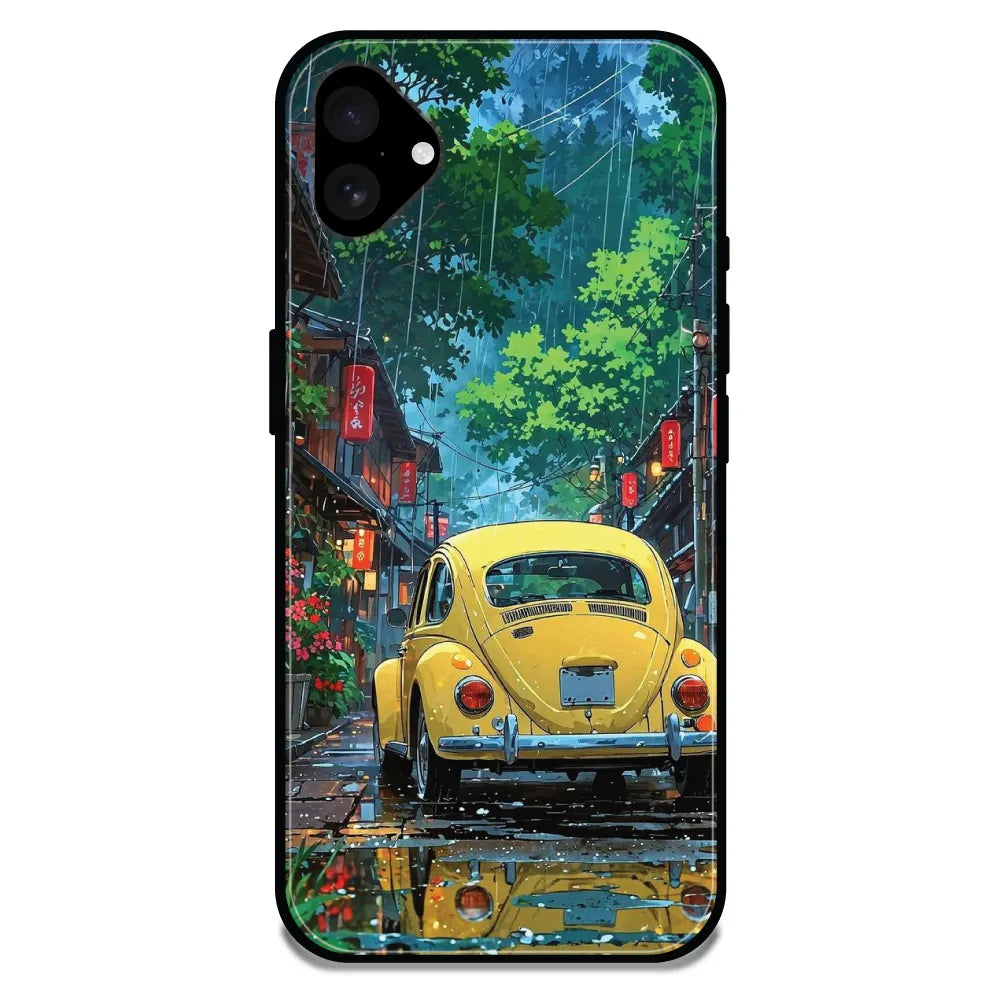 'Yellow Bettle - Glossy Metal Silicone Case For Apple iPhone 16