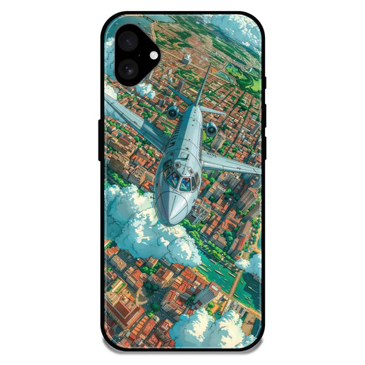 'Flying Over City - Glossy Metal Silicone Case For Apple iPhone 16