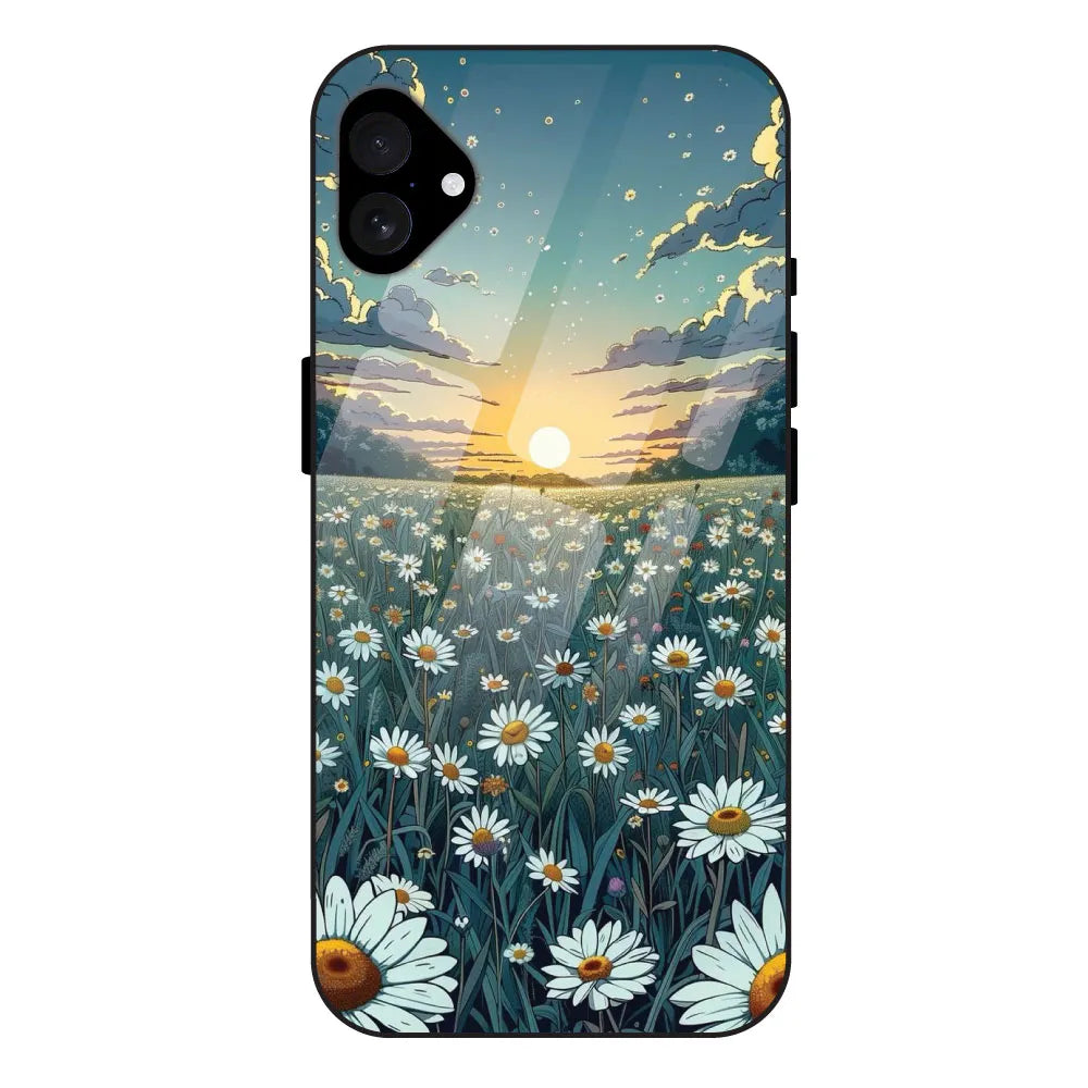 Daisy Sunset - Glossy Metal Silicone Case For Apple iPhone 16