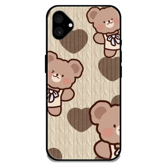 'Teddy Heart - Glossy Metal Silicone Case For Apple iPhone 16