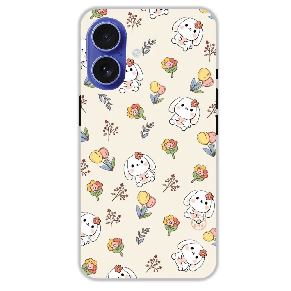 Cute Bunny & Flowers - Hard Cases For Apple iPhone 16