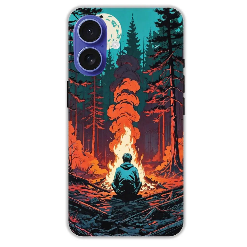 Boy With Camp Fire - Hard Cases For Apple iPhone 16