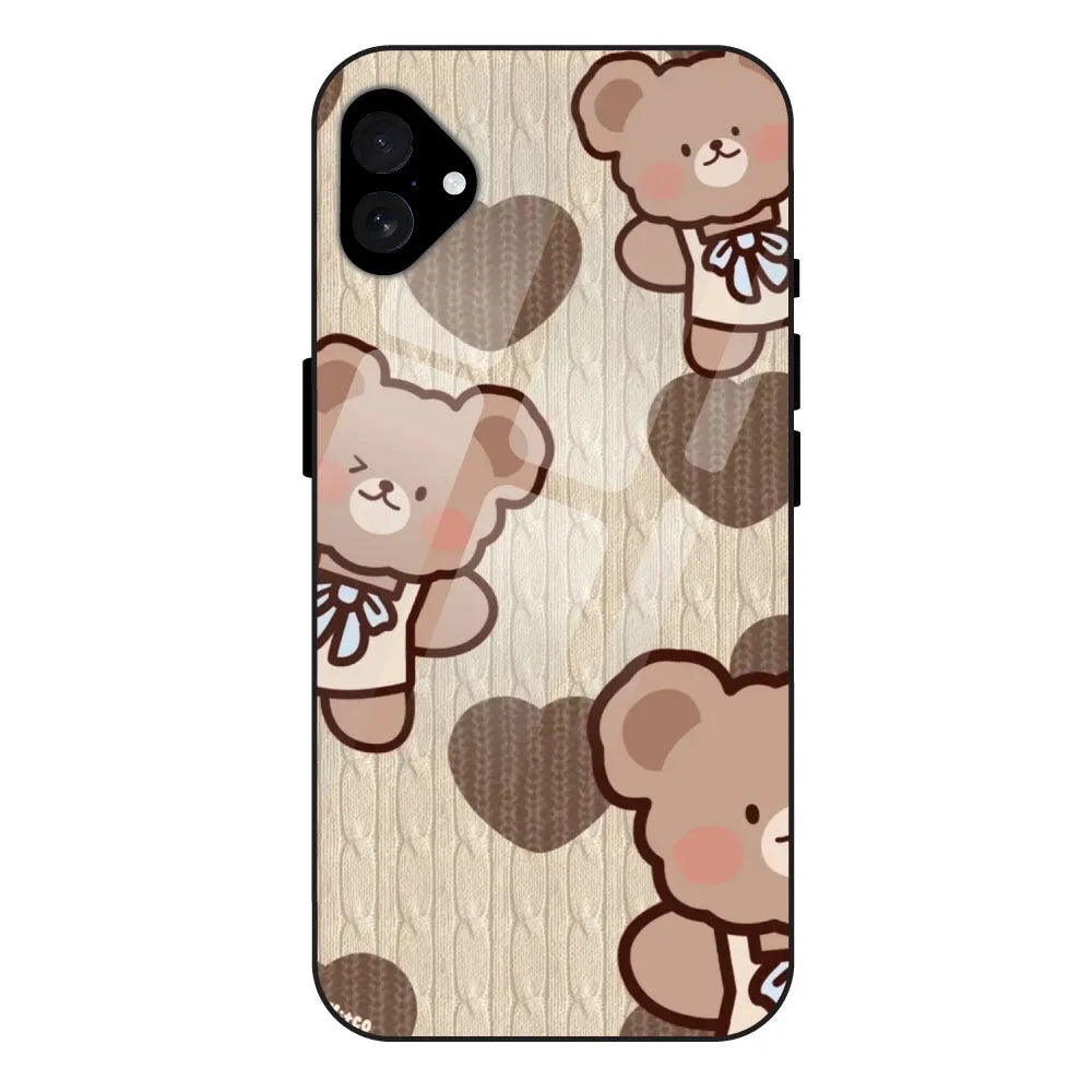 Teddy Heart - Glossy Metal Silicone Case For Apple iPhone 16