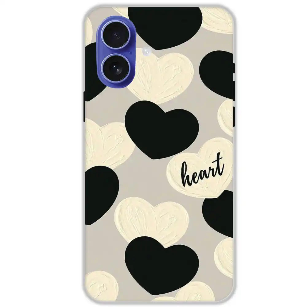 Black And White Heart - Hard Cases For Apple iPhone 16