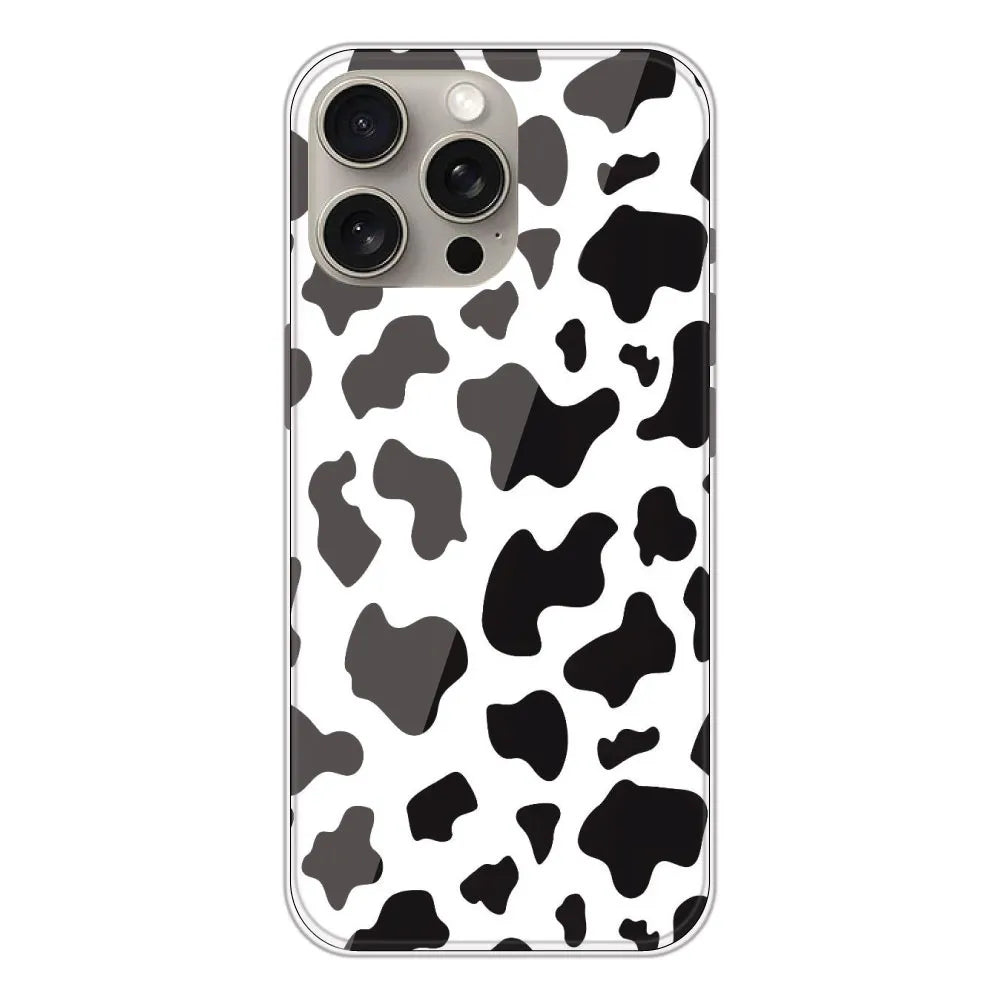 Cow Print - Clear Printed Silicone CaseFor Apple iPhone 15 Pro Max