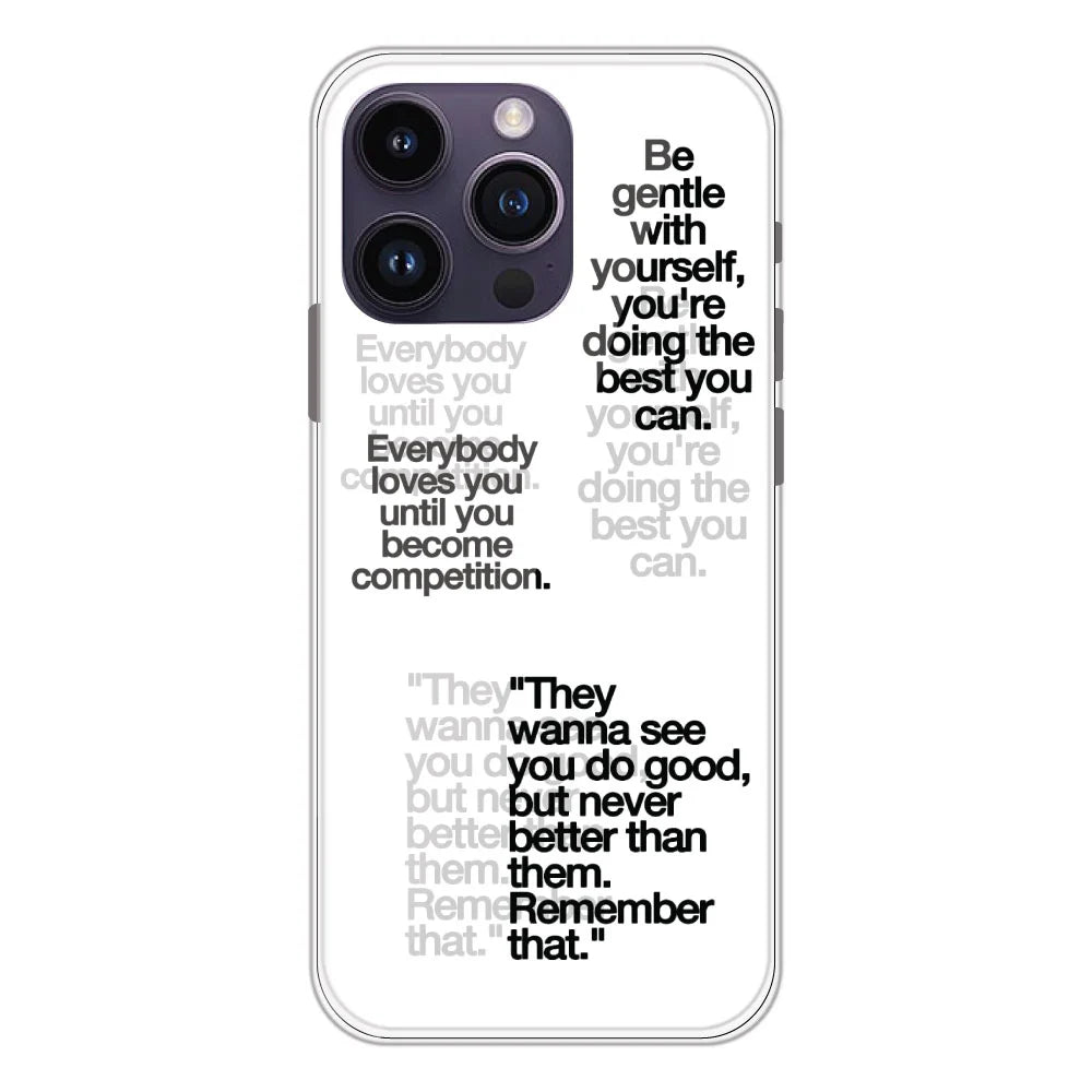 Motivational Quotes - Clear Printed Silicone Case For Apple iPhone Models- Apple iPhone 14 pro max