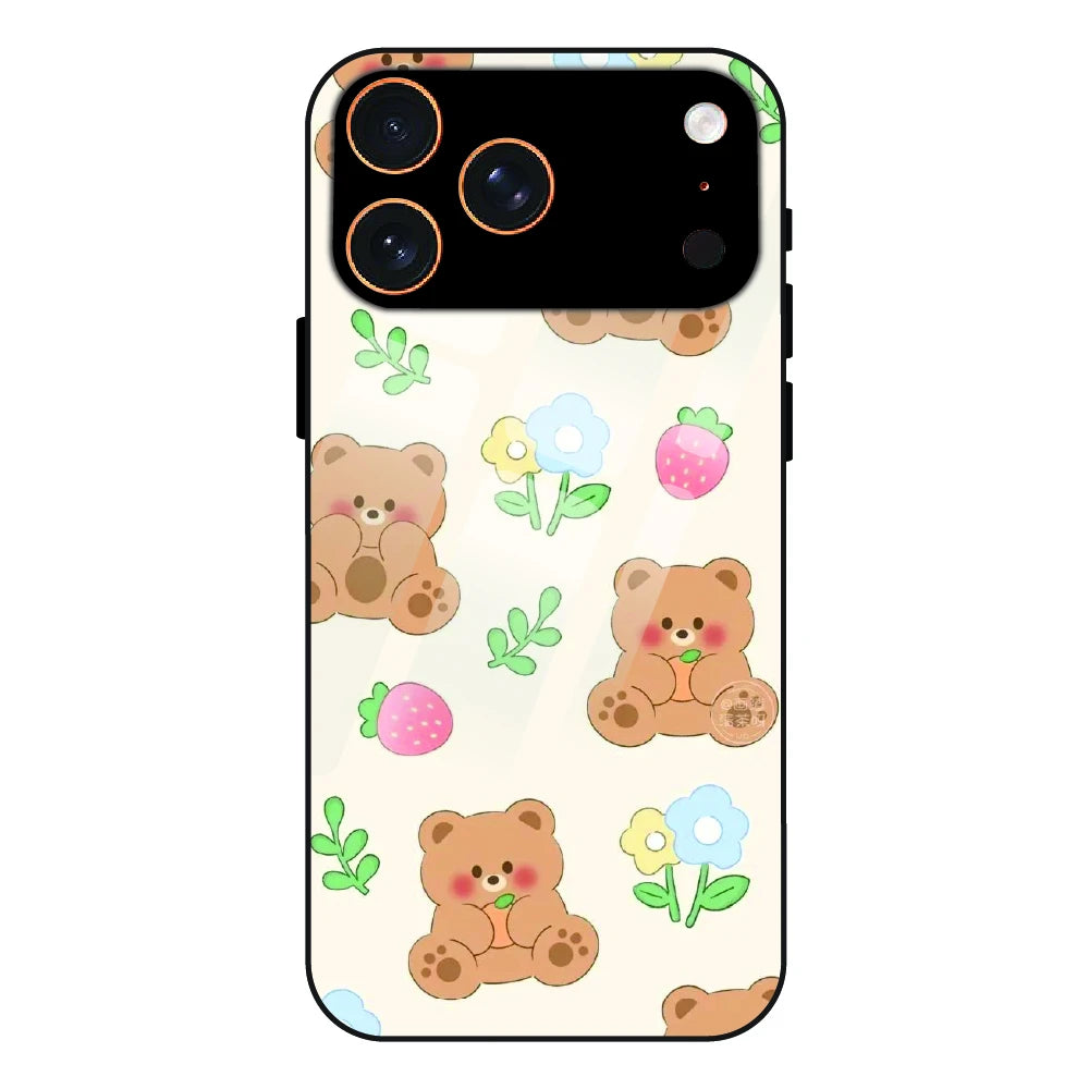 Cute Teddy Garden - Glass Case For Apple iPhone 17 Pro