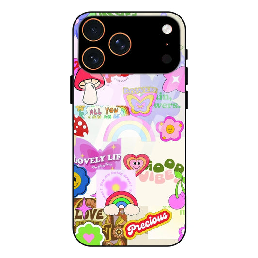 Kawaii Sticker Pop - Glass Case For Apple iPhone 17 Pro