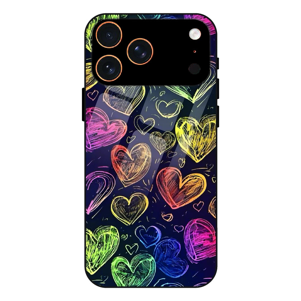 Neon Love Scribble - Glass Case For Apple iPhone 17 Pro