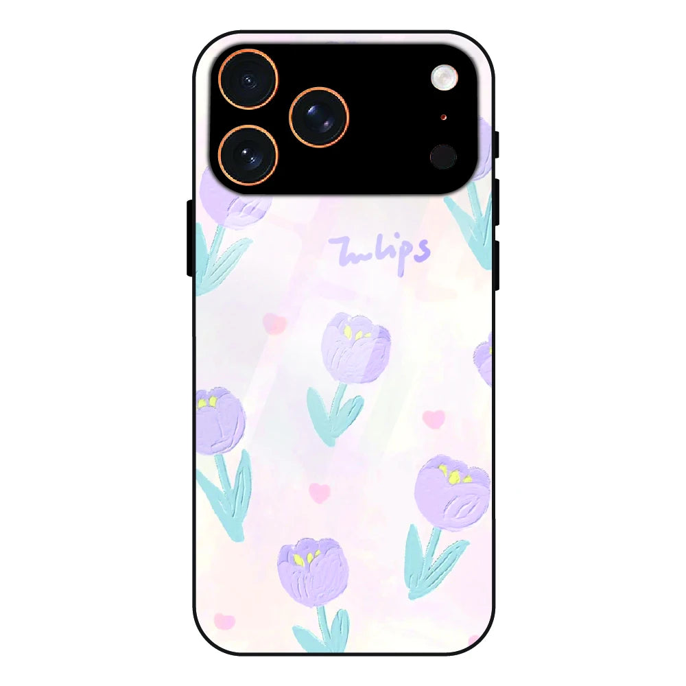Pastel Tulip Floral - Glass Case For Apple iPhone 17 Pro
