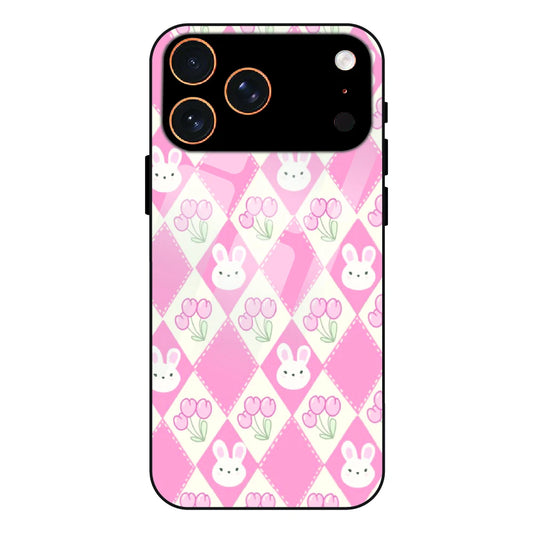 Pink Bunny Argyle - Glass Case For Apple iPhone 17 Pro