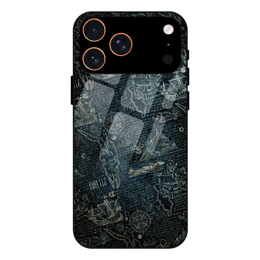 Vintage Explorer Map - Glass Case For Apple iPhone 17 Pro