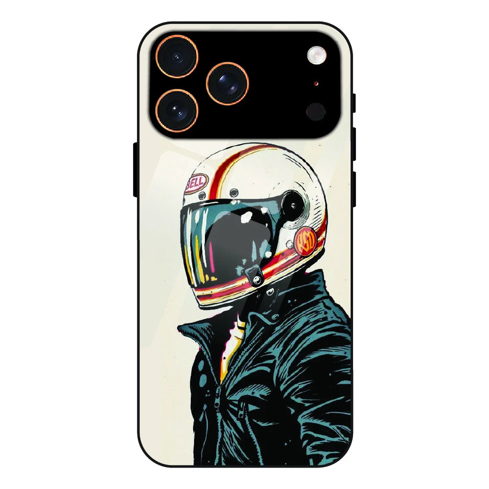 Retro Racer Helmet - Glass Case For Apple iPhone 17 Pro