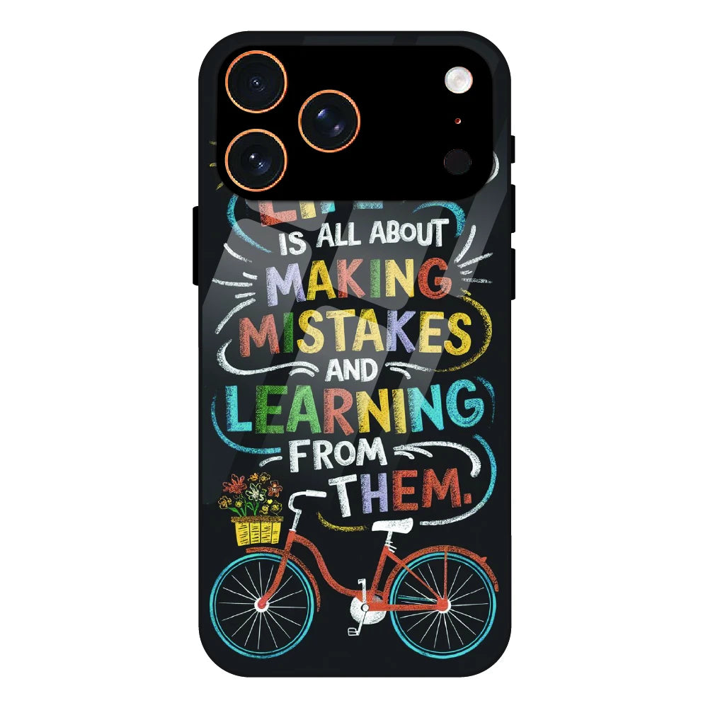 Motivational Quote Bicycle Art - Glass Case For Apple iPhone 17 Pro