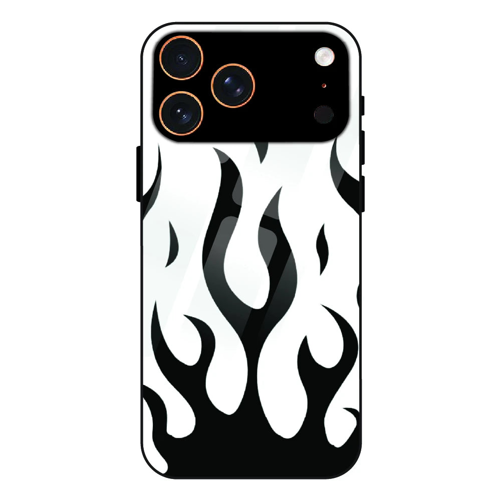 Monochrome Flame Art - Glass Case For Apple iPhone 17 Pro