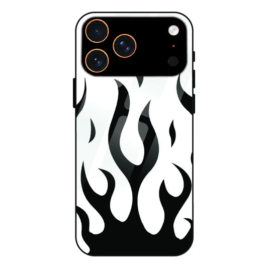 Monochrome Flame Art - Glass Case For Apple iPhone 17 Pro