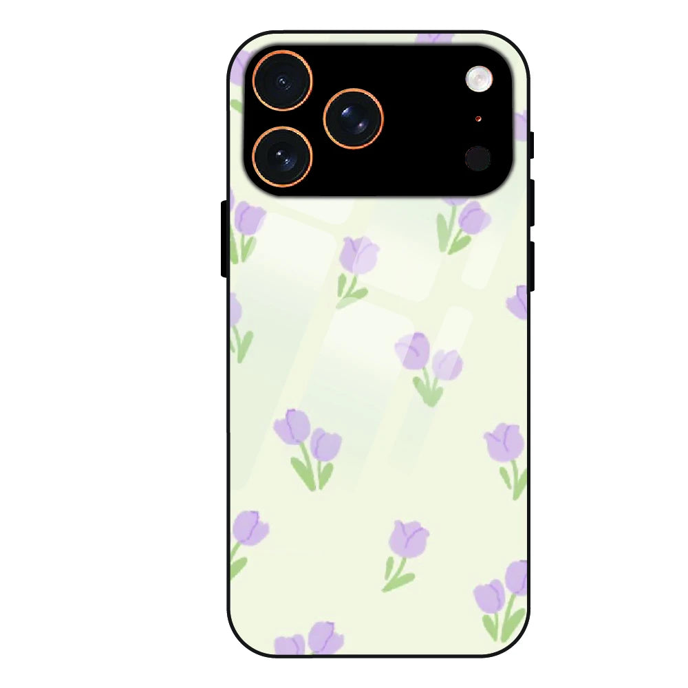 Minimal Tulip Pattern - Glass Case For Apple iPhone 17 Pro Max