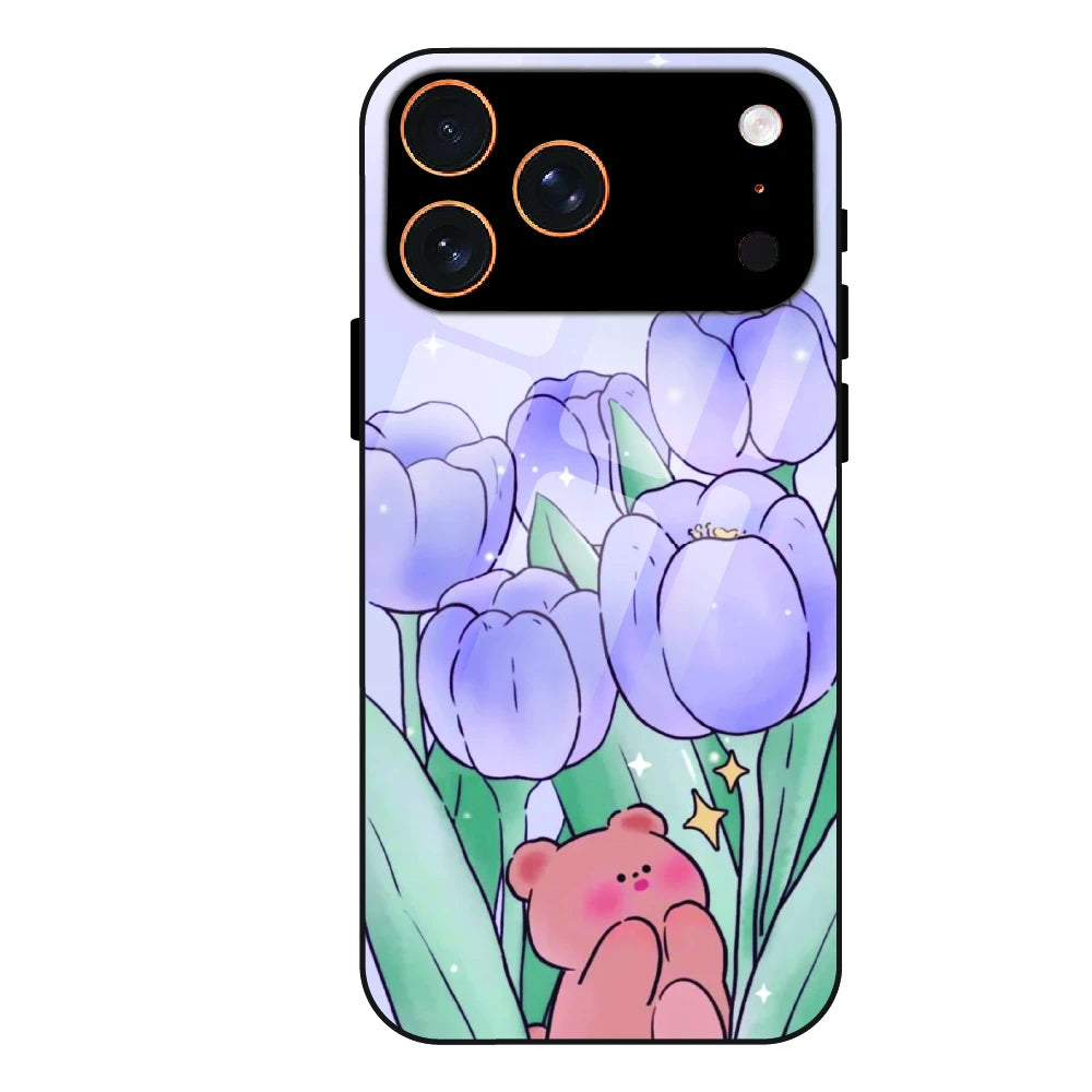 Tulip Bear Dreamscape - Glass Case For Apple iPhone 17 Pro Max