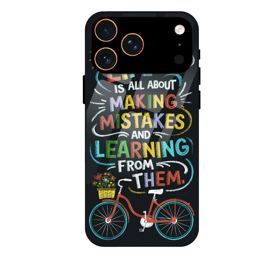Motivational Quote Bicycle Art - Glass Case For Apple iPhone 17 Pro Max