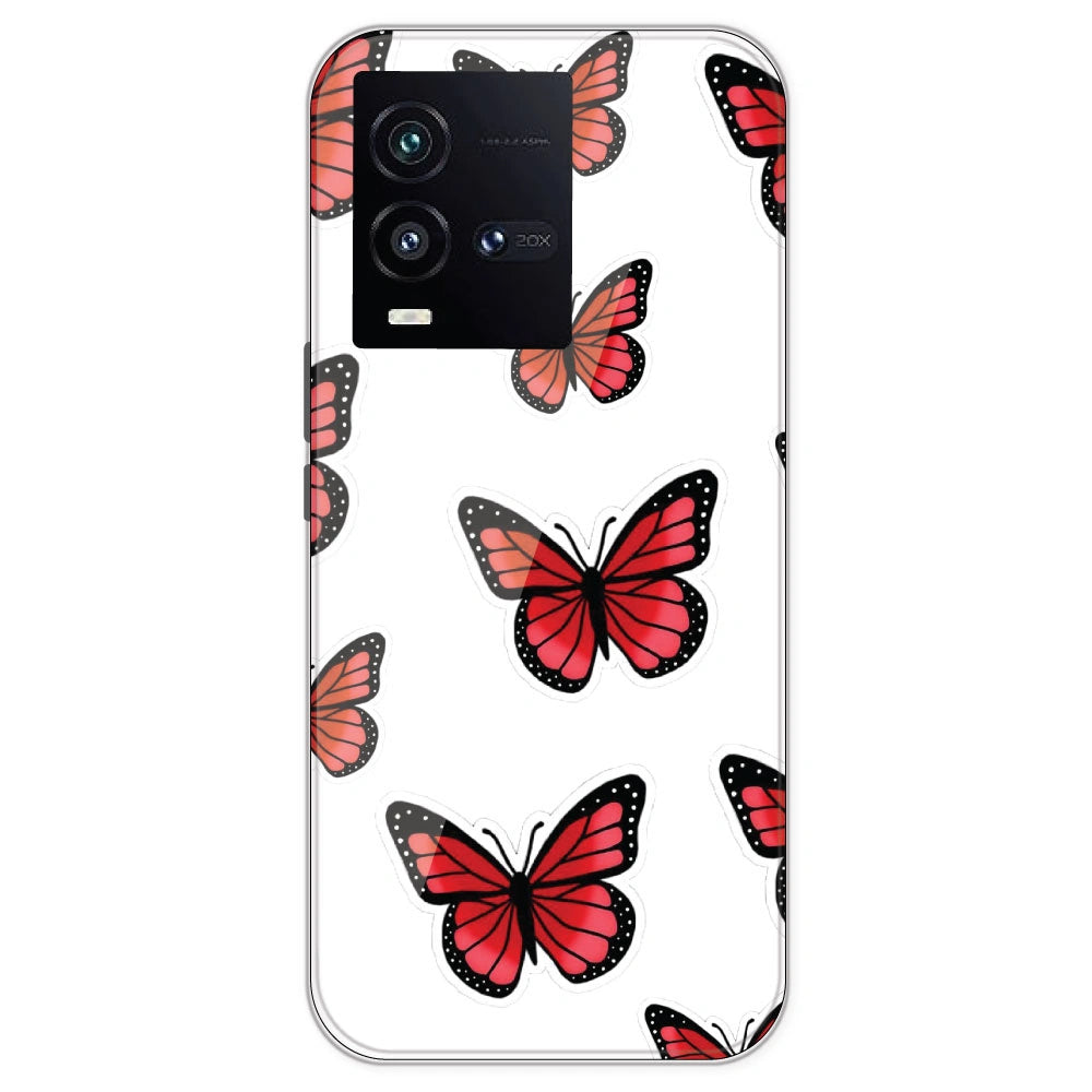 Red Butterfly - Clear Printed Silicone Case For IQOO 10