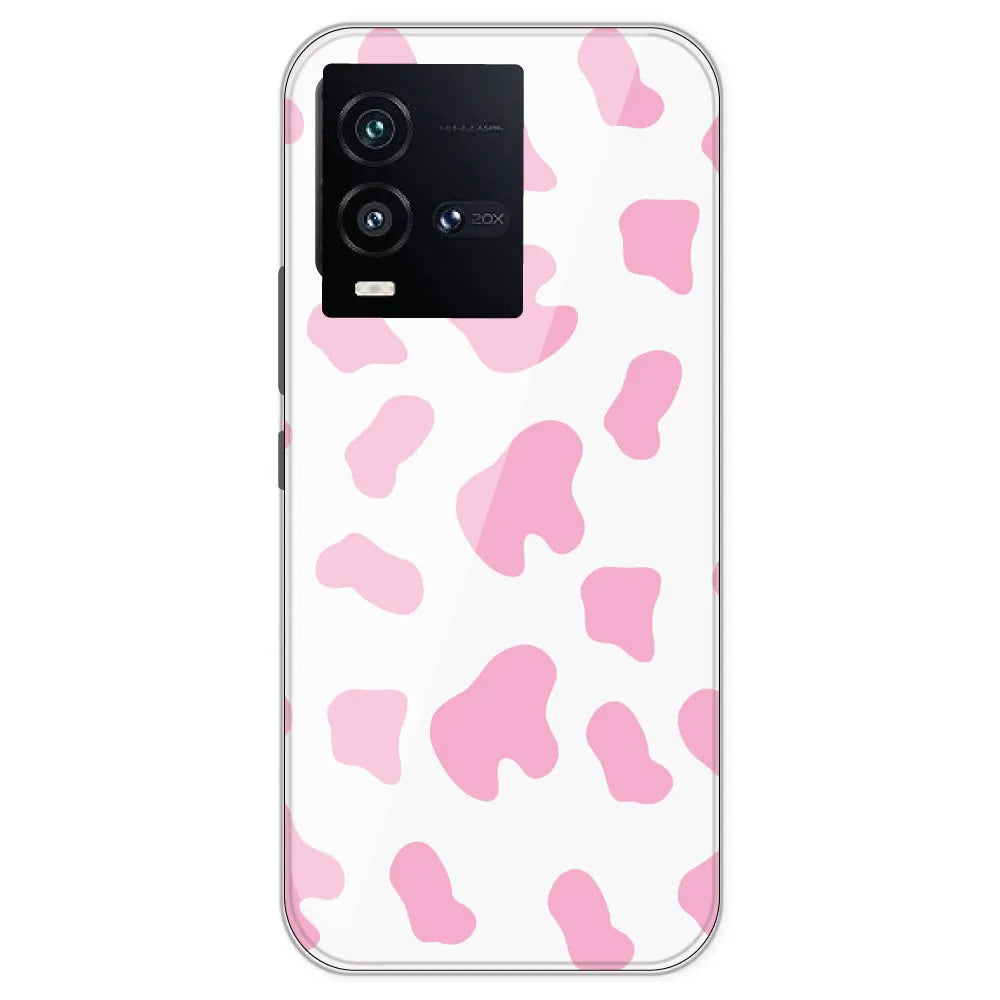 Pink Cow Print - Clear Printed Silicone Case For IQOO 10