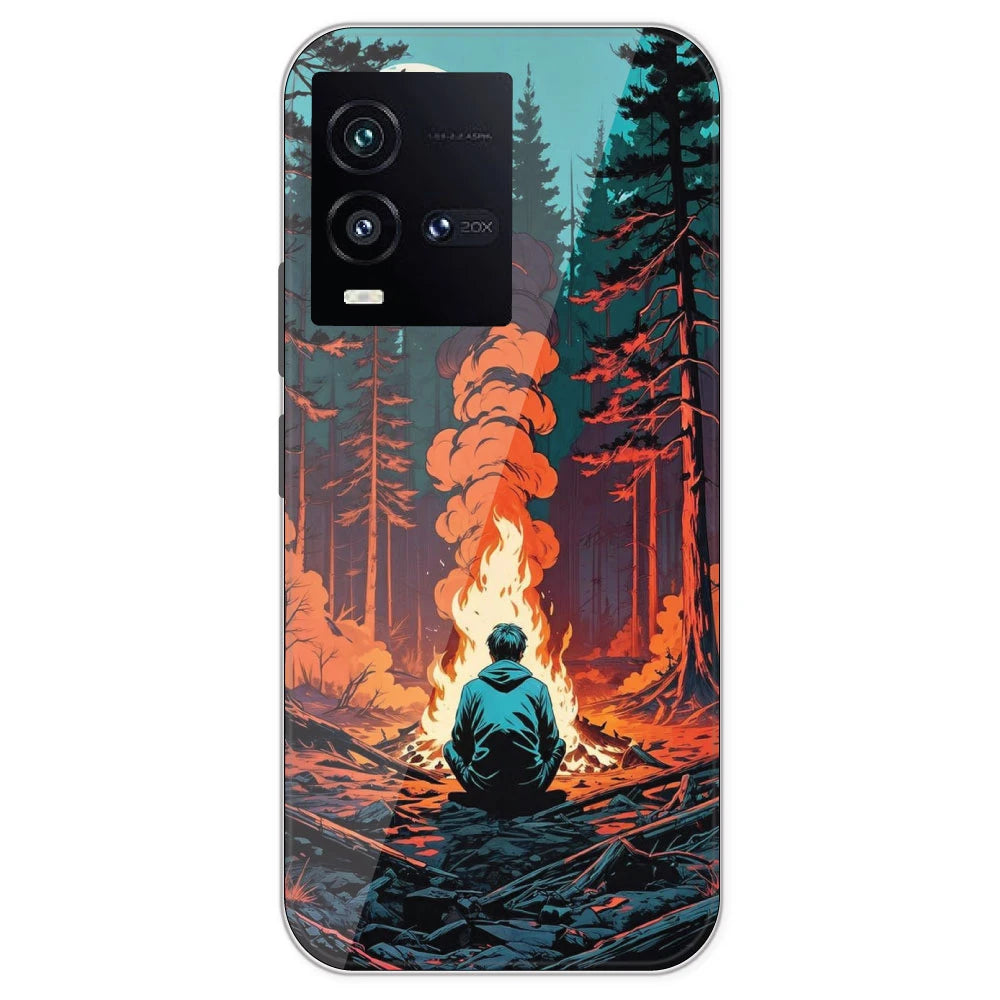 Boy With Camp Fire - Printed Silicone Case For IQOO 10