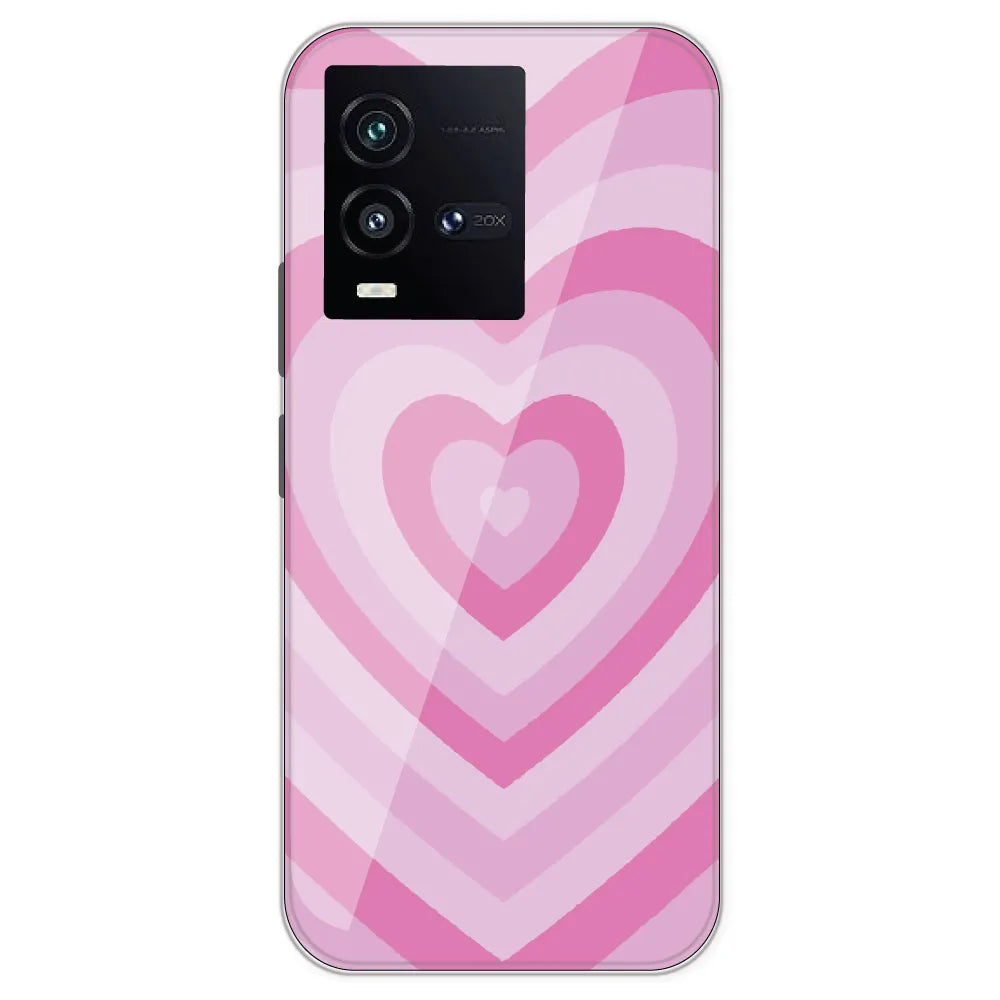 Pink Hearts - Printed Silicone Case For IQOO 10