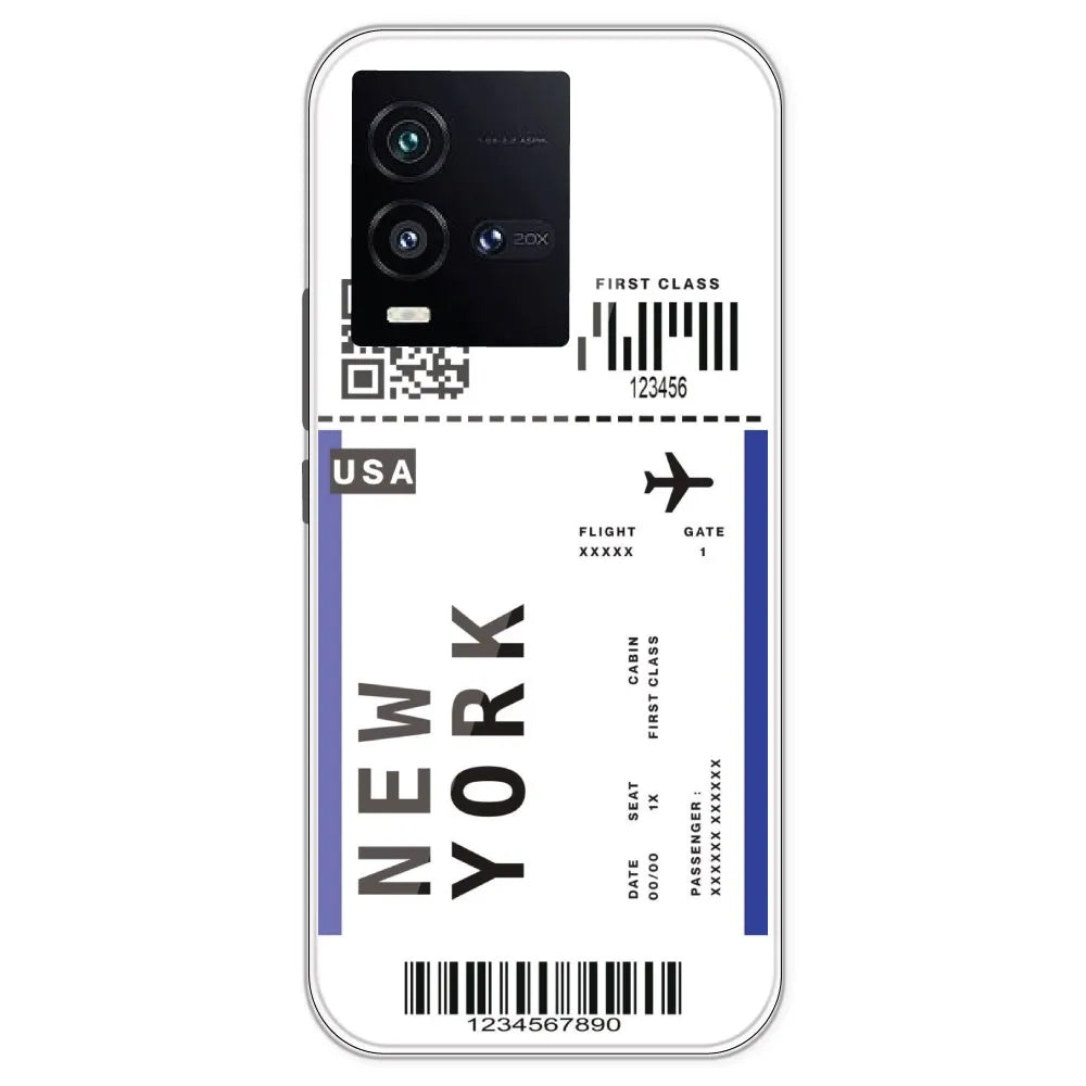 New York Ticket - Clear Printed Silicone Case For IQOO 10