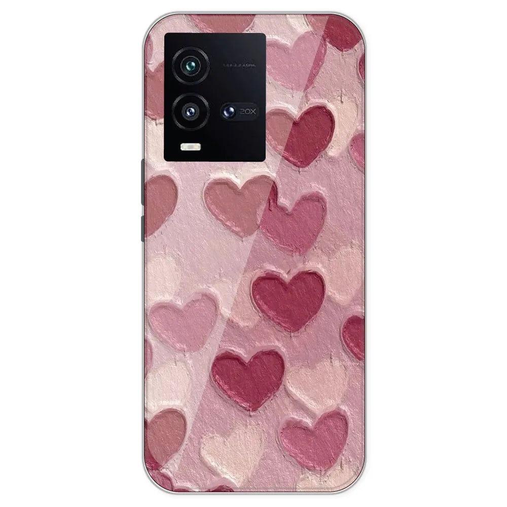 Pastel Hearts - Printed Silicone Case For IQOO 10