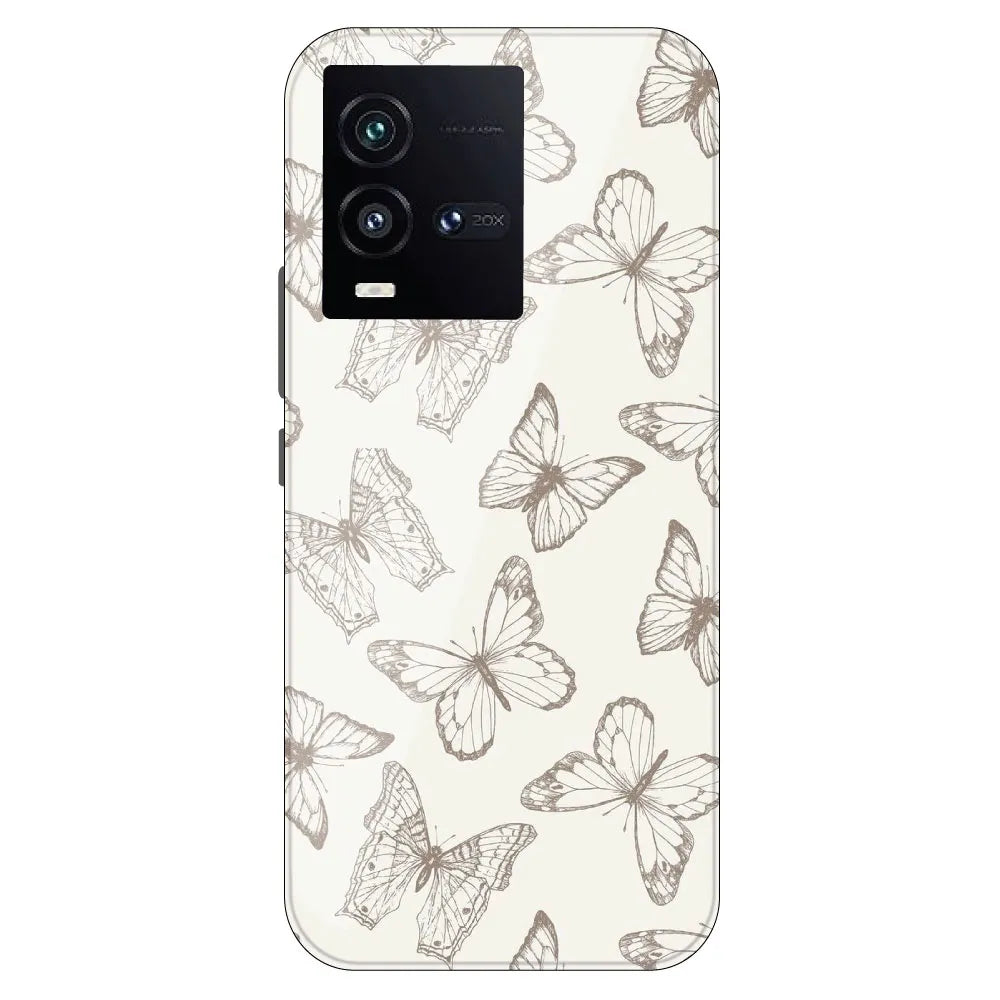 White Butterflies - Printed Silicone Case For IQOO 10