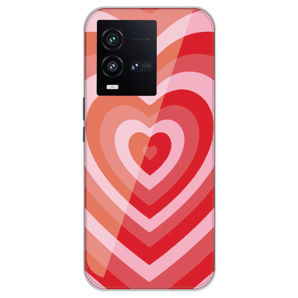 Red Hearts - Printed Silicone Case For IQOO 10