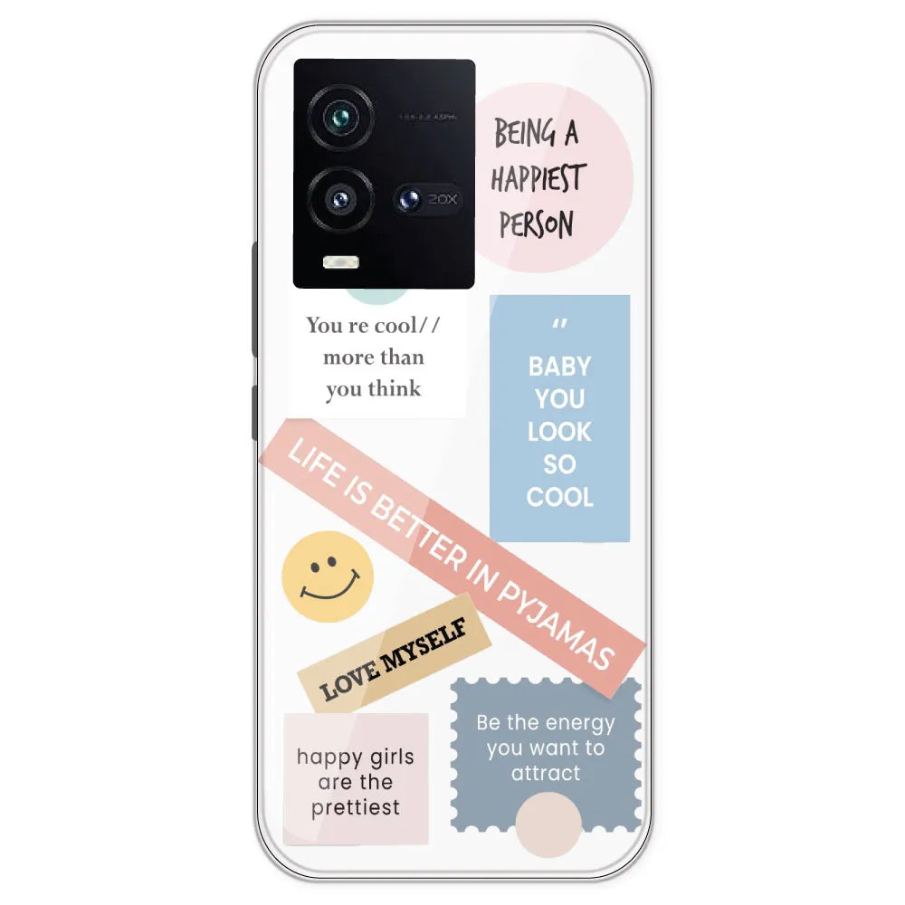 Be Happy - Clear Printed Silicone Case For IQOO 10