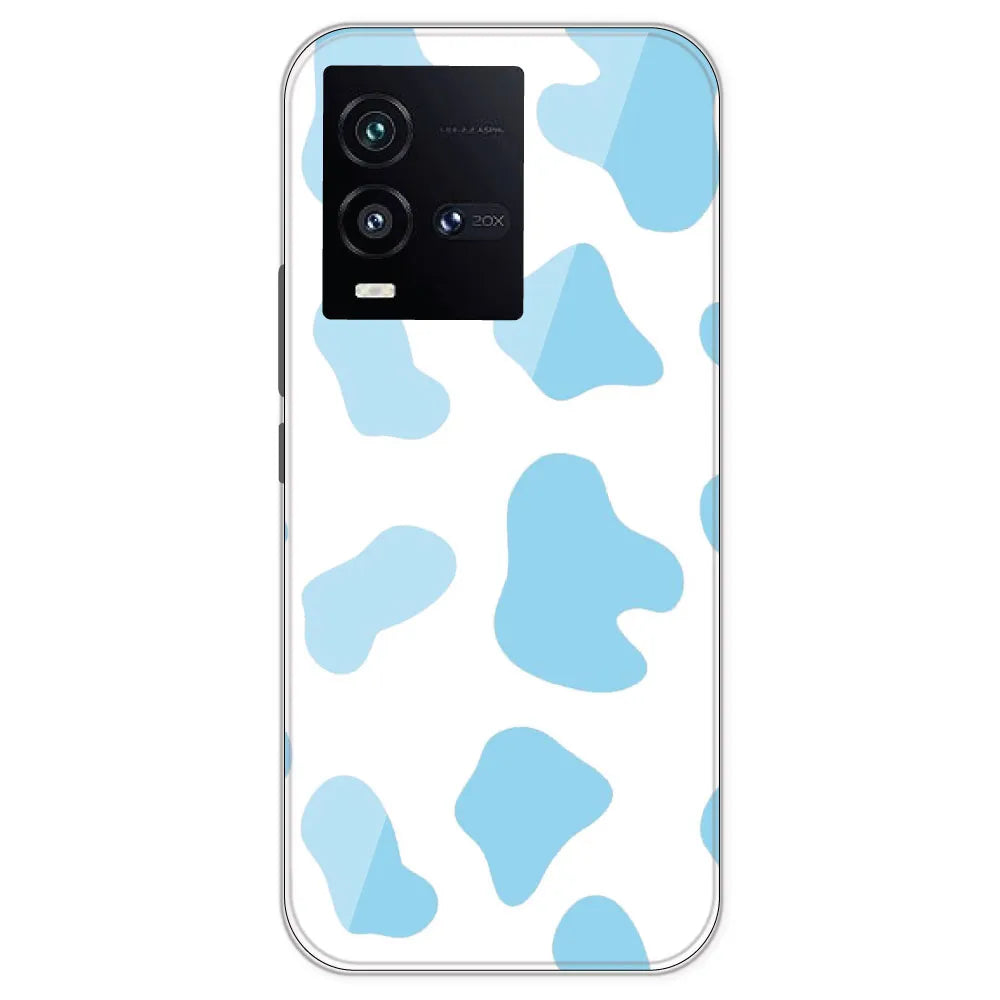 Blue Cow Print - Clear Printed Silicone Case For IQOO 10