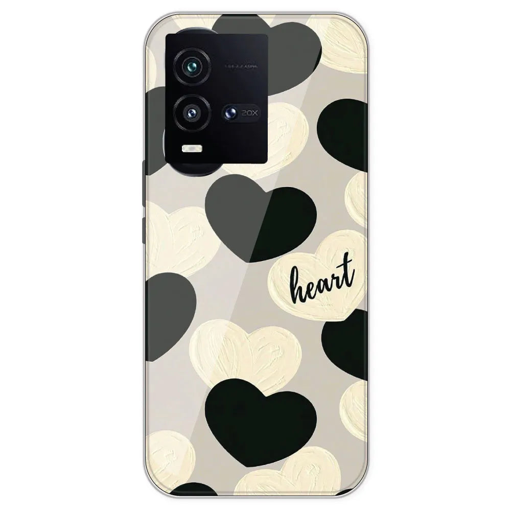 Black And White Heart - Printed Silicone Case For IQOO 10